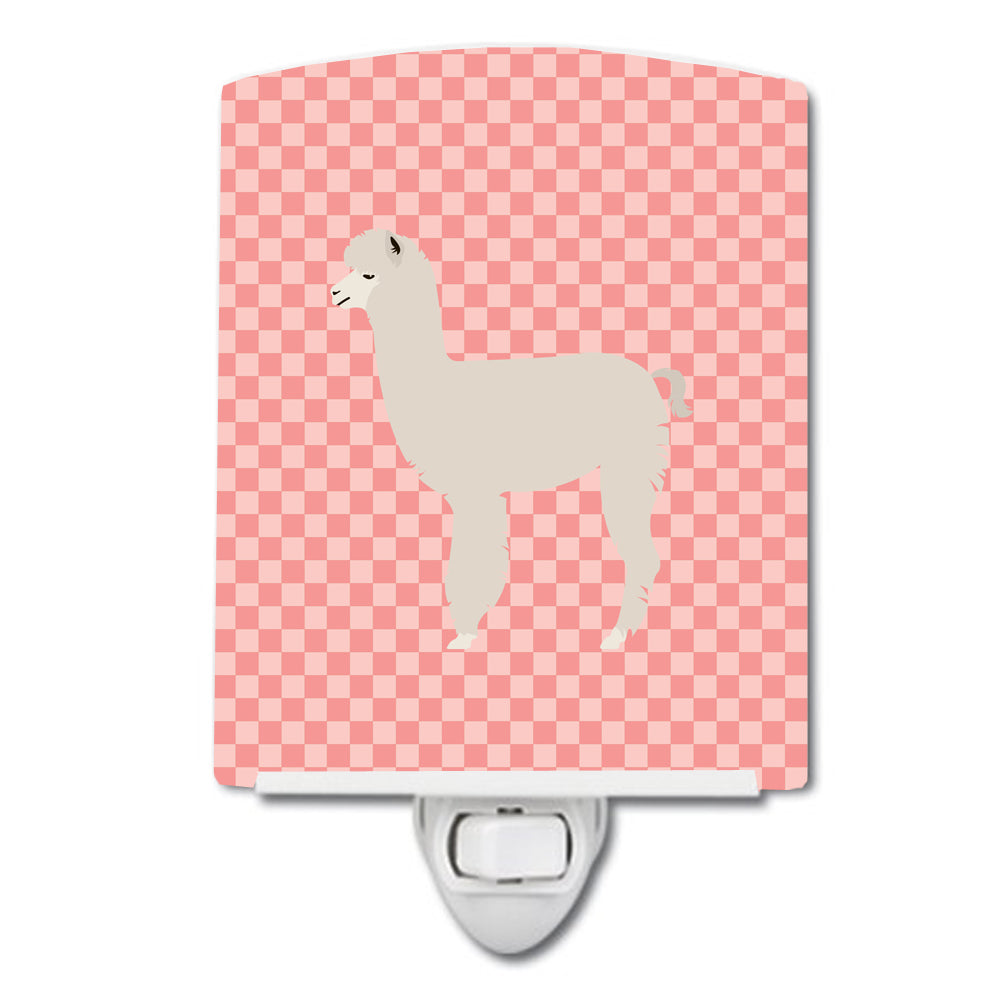 Alpaca Pink Check Ceramic Night Light BB7919CNL - the-store.com