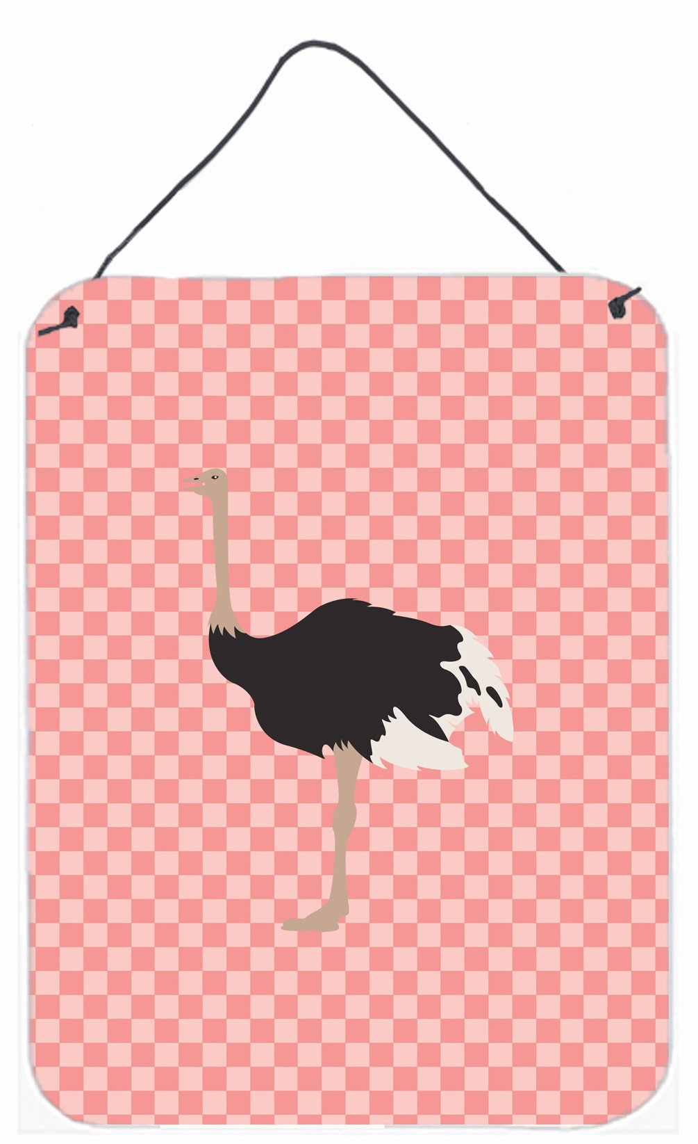 Common Ostrich Pink Check Wall or Door Hanging Prints BB7924DS1216 by Caroline's Treasures