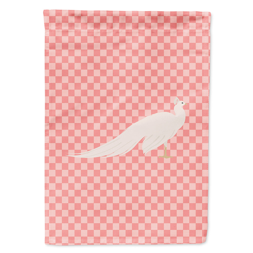 White Peacock Peafowl Pink Check Flag Canvas House Size BB7926CHF  the-store.com.