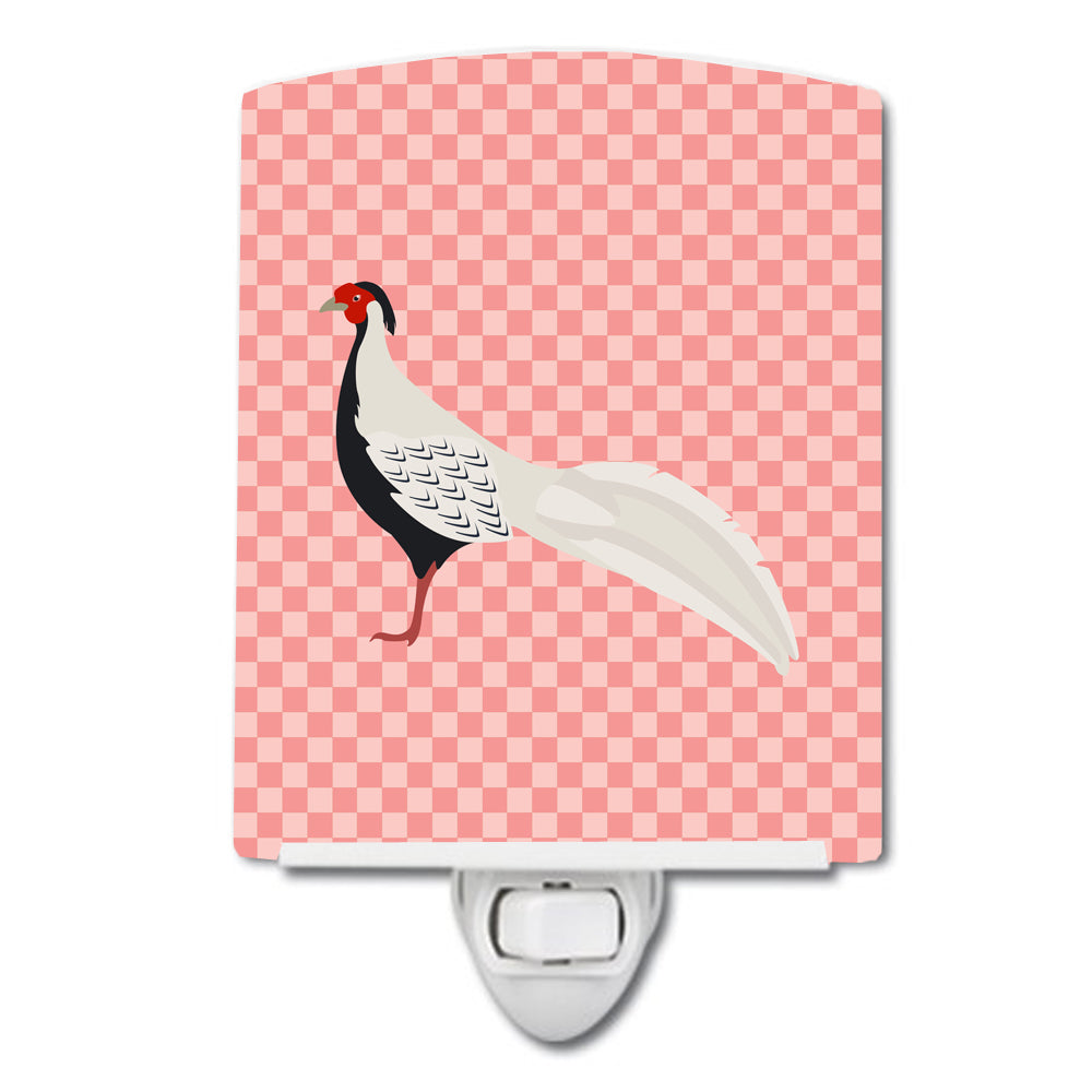 Silver Pheasant Pink Check Ceramic Night Light BB7929CNL - the-store.com