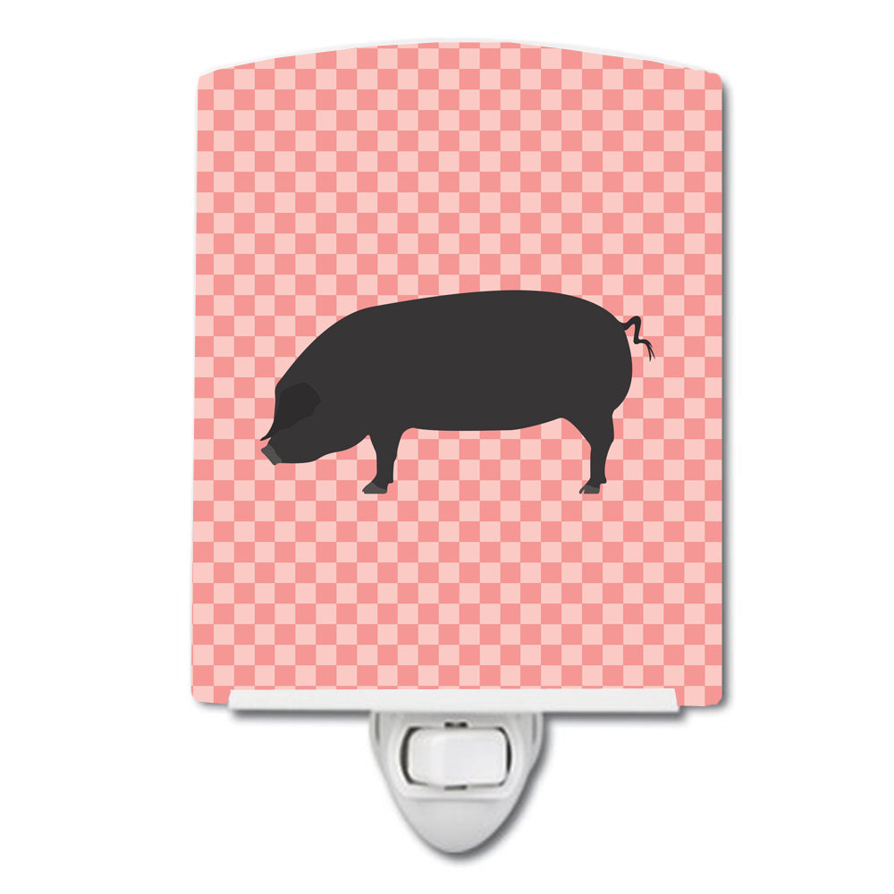 Devon Large Black Pig Pink Check Ceramic Night Light BB7931CNL - the-store.com