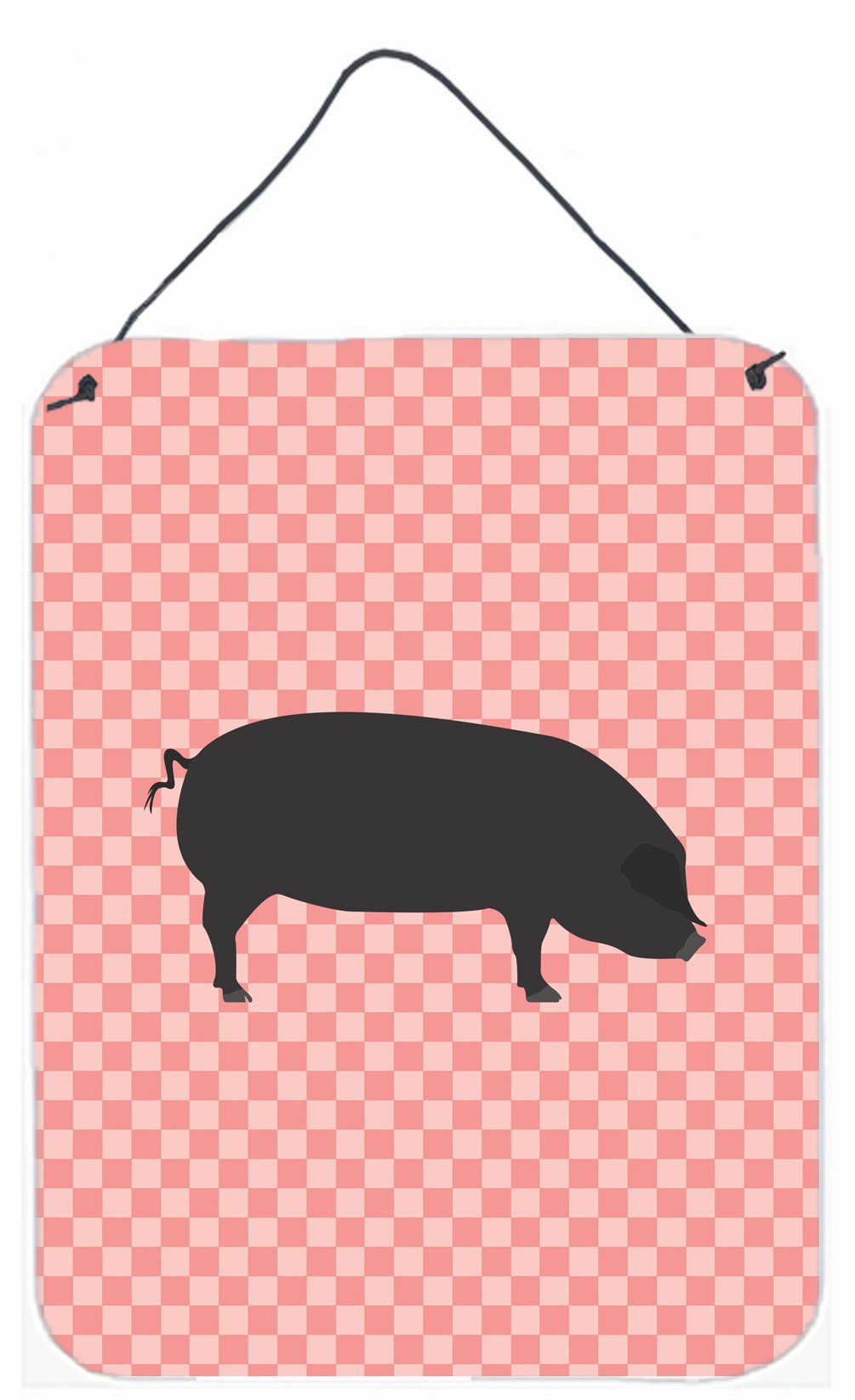 Devon Large Black Pig Pink Check Wall or Door Hanging Prints BB7931DS1216 by Caroline's Treasures