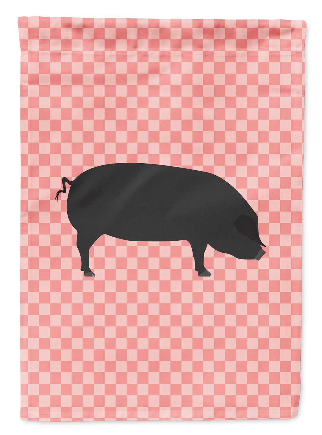 Devon Large Black Pig Pink Check Flag Garden Size  the-store.com.