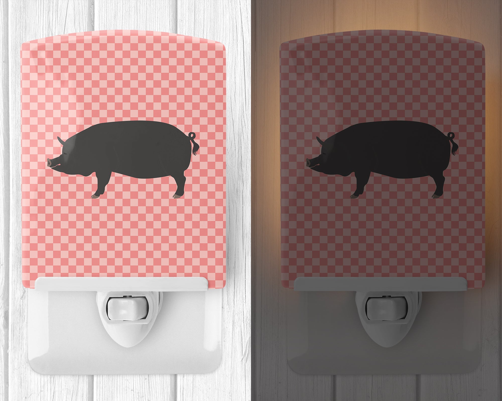 Berkshire Pig Pink Check Ceramic Night Light BB7933CNL - the-store.com