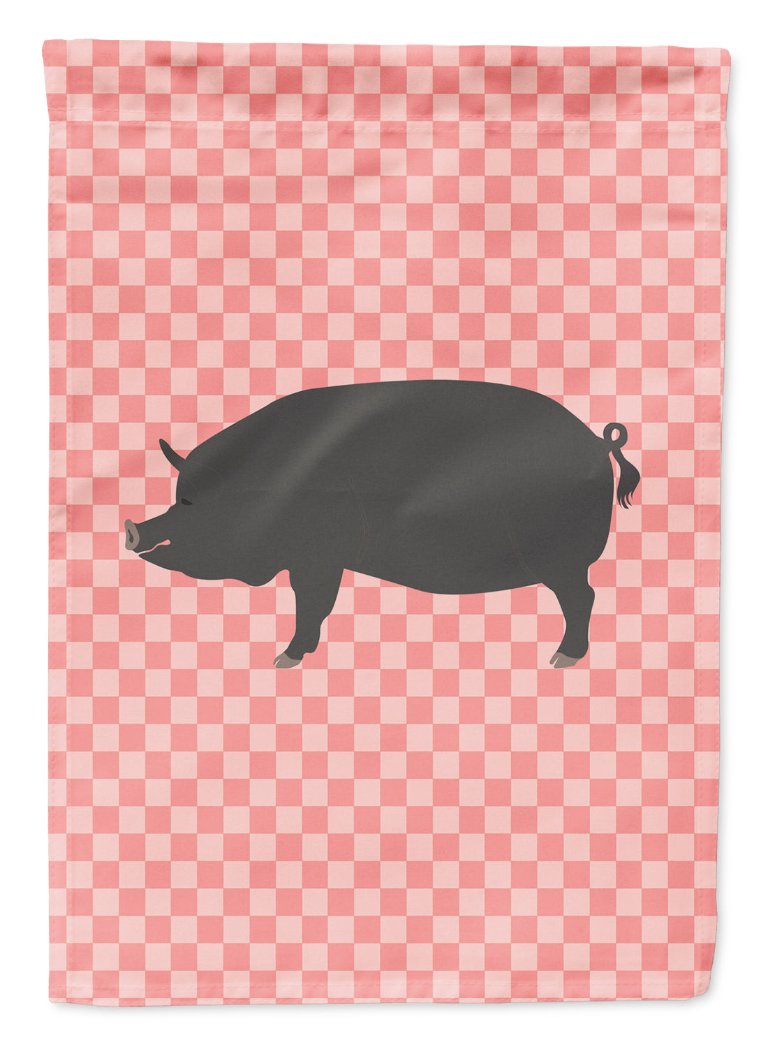 Berkshire Pig Pink Check Flag Garden Size  the-store.com.