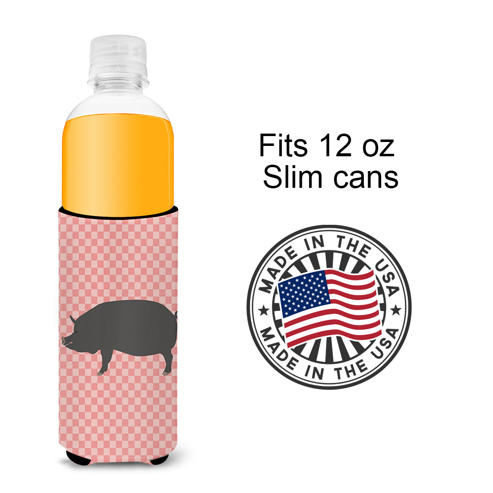 Berkshire Pig Pink Check  Ultra Hugger for slim cans  the-store.com.