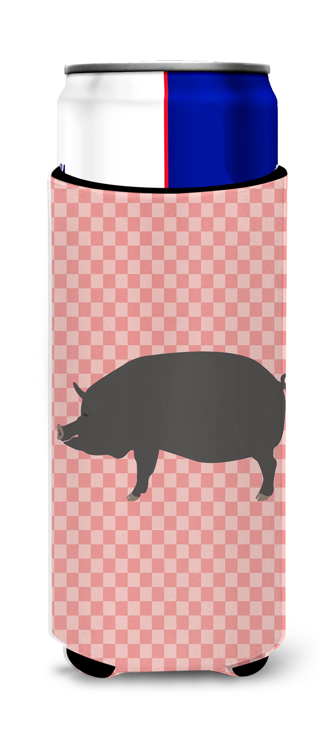 Berkshire Pig Pink Check  Ultra Hugger for slim cans  the-store.com.