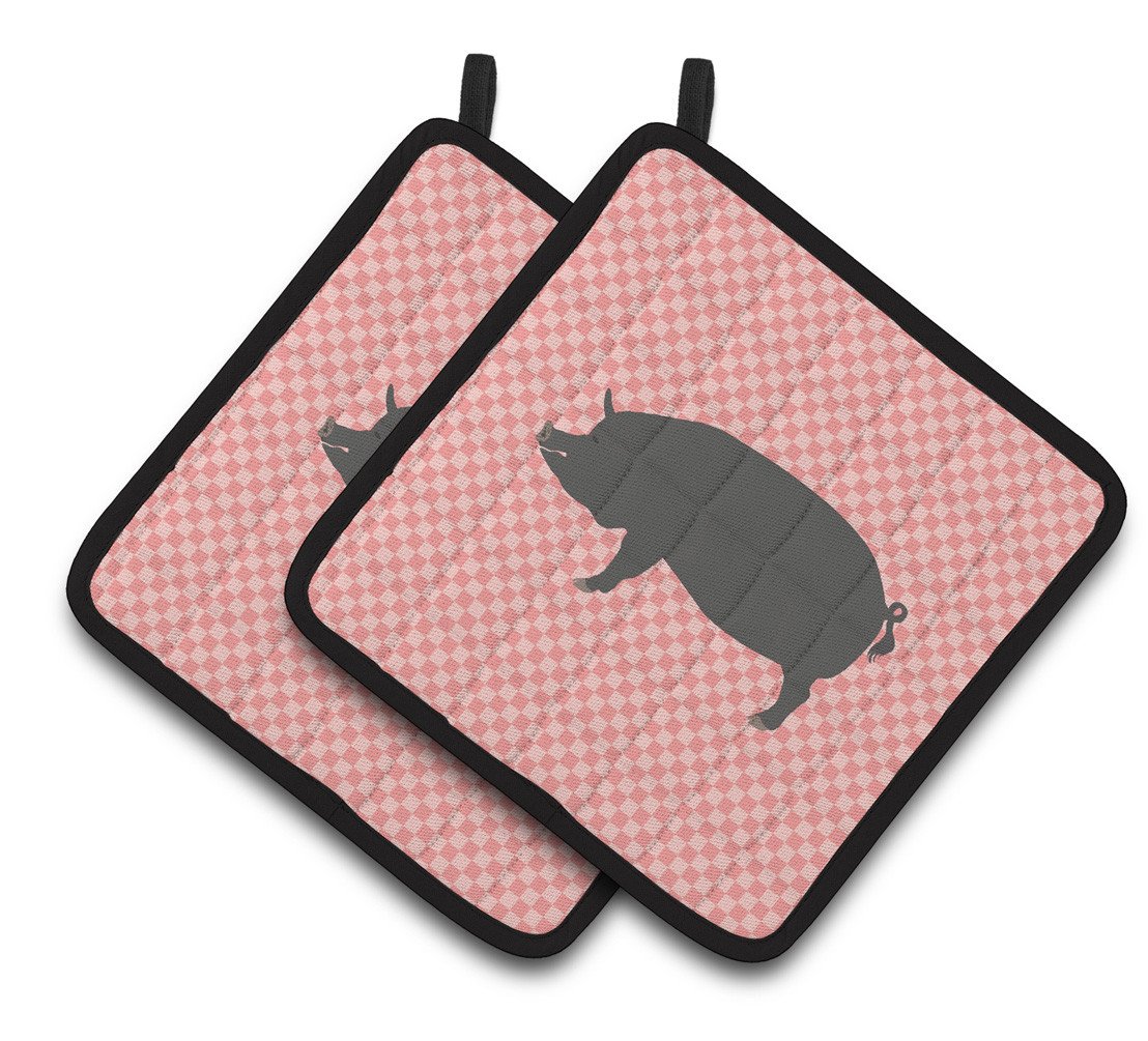 Berkshire Pig Pink Check Pair of Pot Holders BB7933PTHD by Caroline's Treasures