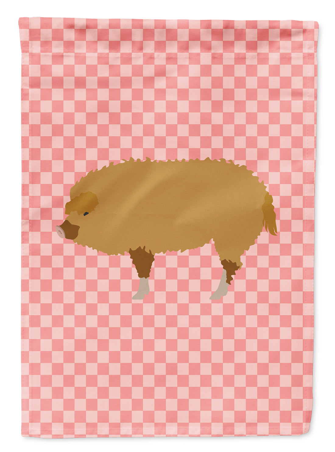 Hungarian Mangalica Pig Pink Check Flag Garden Size  the-store.com.