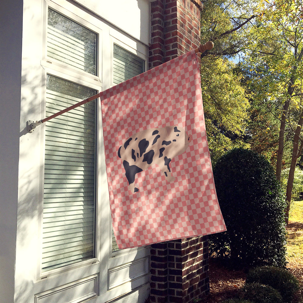 Mini Miniature Pig Pink Check Flag Canvas House Size BB7935CHF  the-store.com.