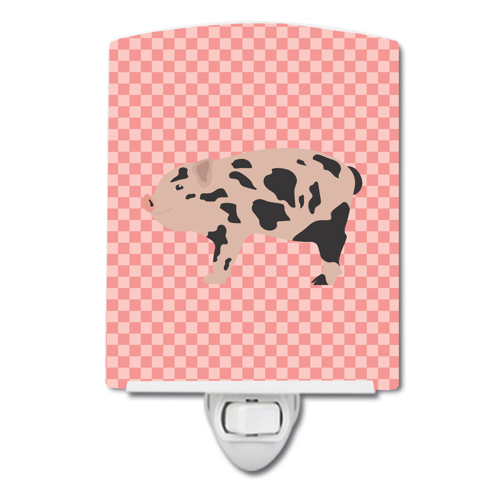 Mini Miniature Pig Pink Check Ceramic Night Light BB7935CNL - the-store.com