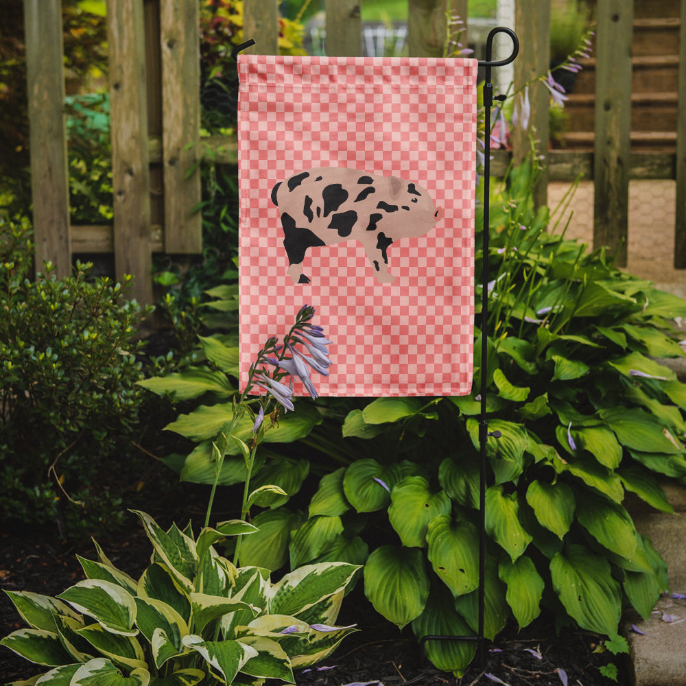 Mini Miniature Pig Pink Check Flag Garden Size  the-store.com.