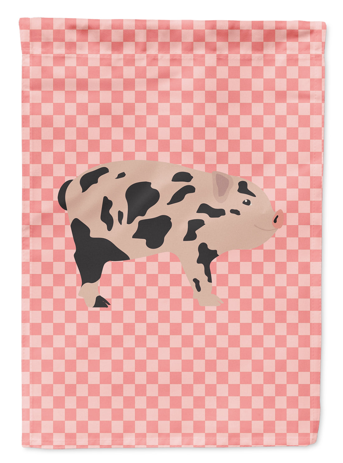 Mini Miniature Pig Pink Check Flag Garden Size  the-store.com.