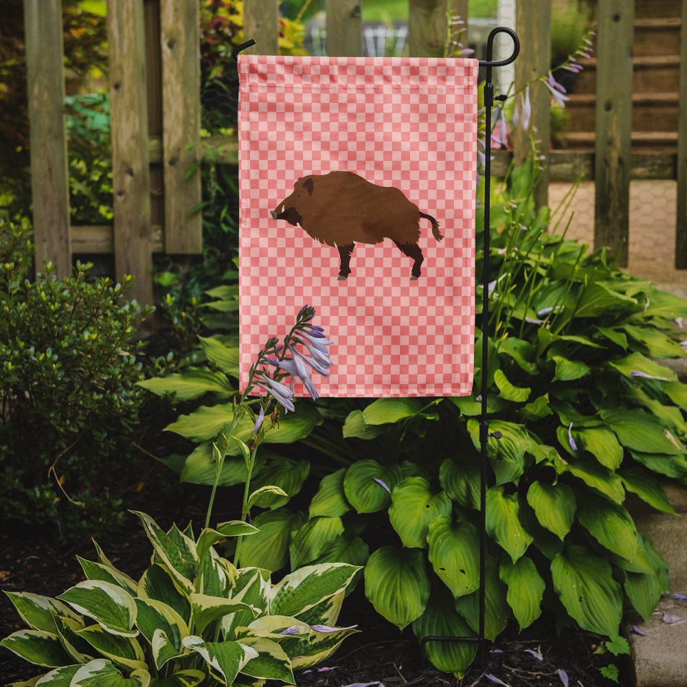 Wild Boar Pig Pink Check Flag Garden Size  the-store.com.