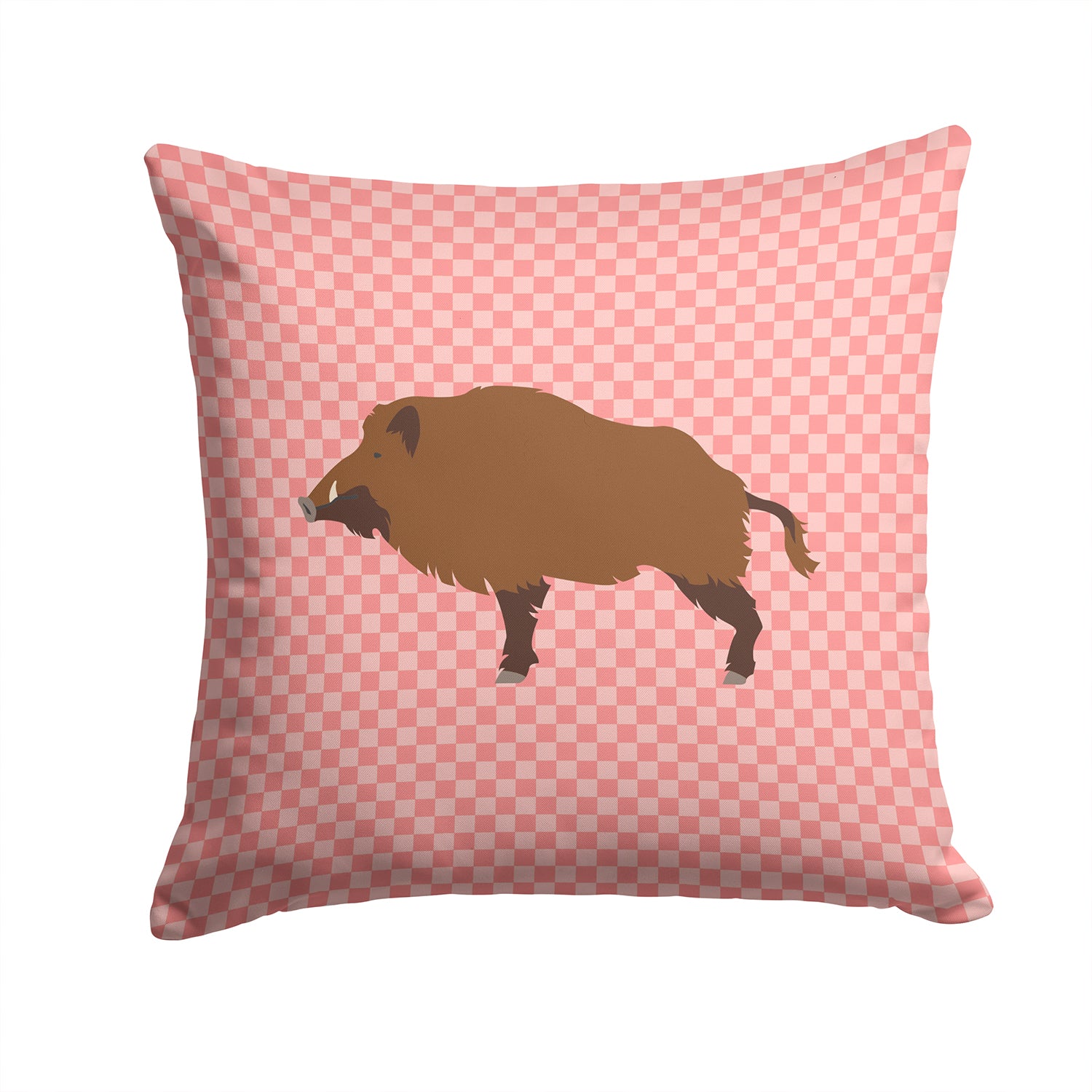 Wild Boar Pig Pink Check Fabric Decorative Pillow BB7936PW1414 - the-store.com