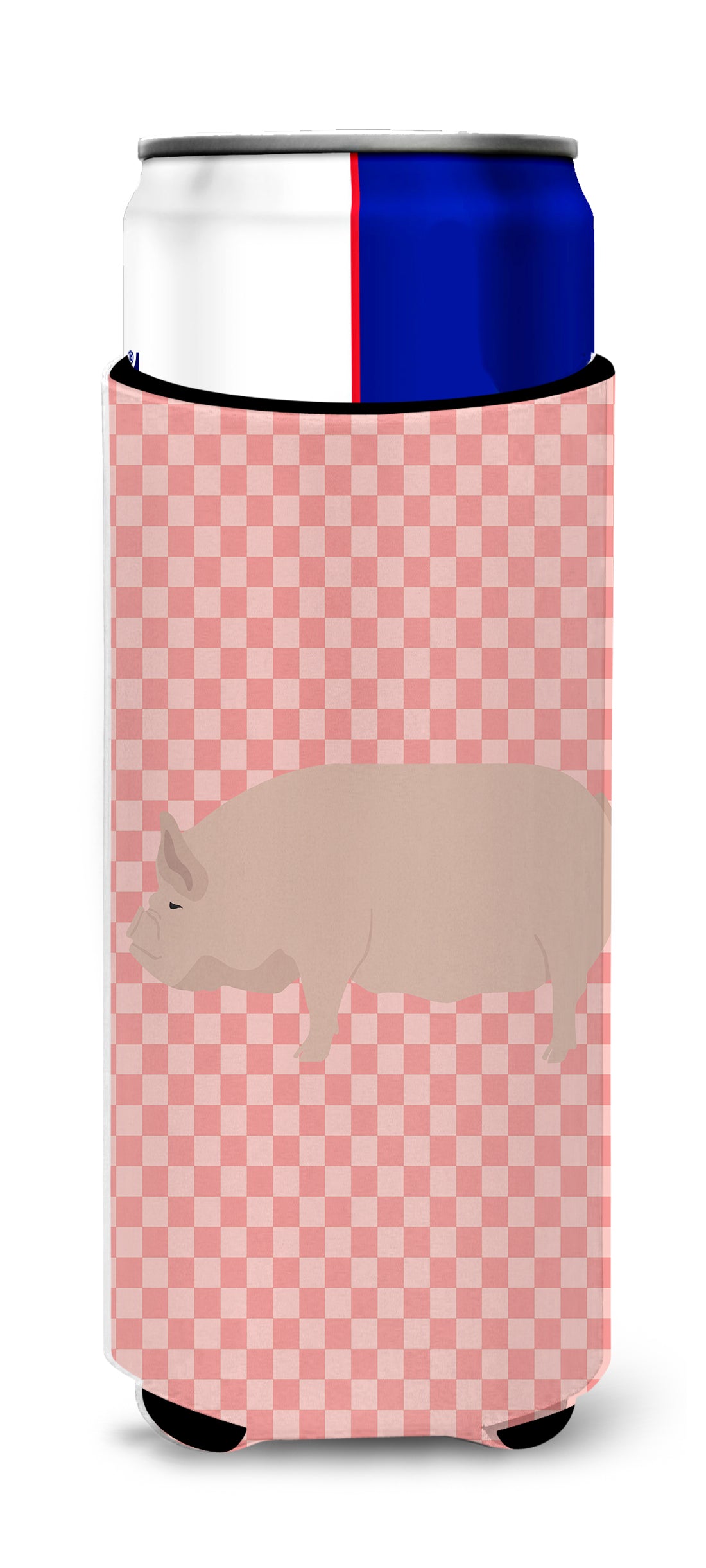 Welsh Pig Pink Check  Ultra Hugger for slim cans  the-store.com.