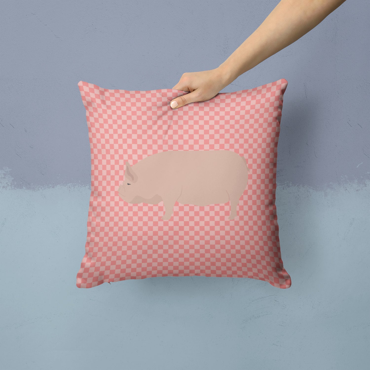 Welsh Pig Pink Check Fabric Decorative Pillow BB7937PW1414 - the-store.com