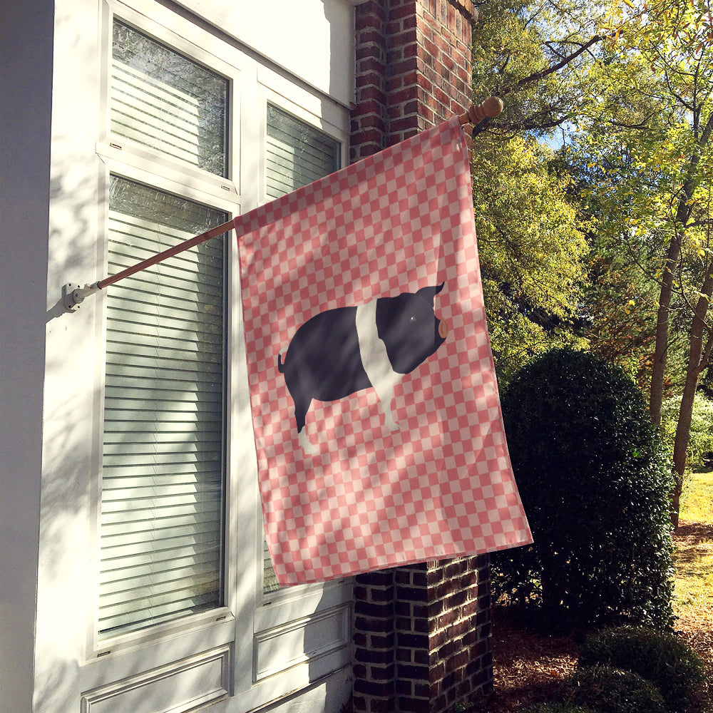 Hampshire Pig Pink Check Flag Canvas House Size BB7939CHF  the-store.com.