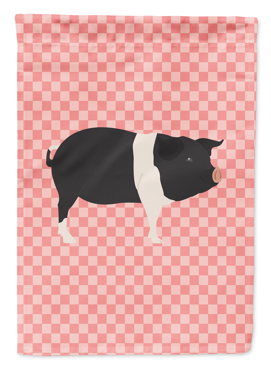 Hampshire Pig Pink Check Flag Garden Size  the-store.com.