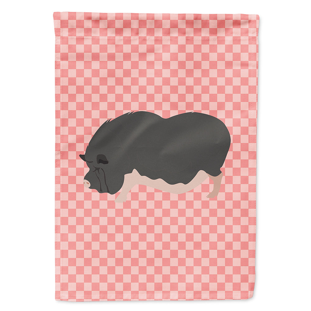 Vietnamese Pot-Bellied Pig Pink Check Flag Canvas House Size BB7941CHF  the-store.com.