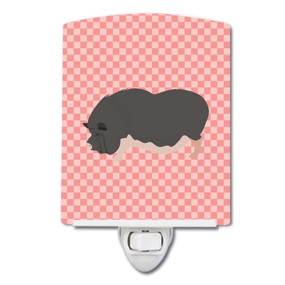 Vietnamese Pot-Bellied Pig Pink Check Ceramic Night Light BB7941CNL - the-store.com