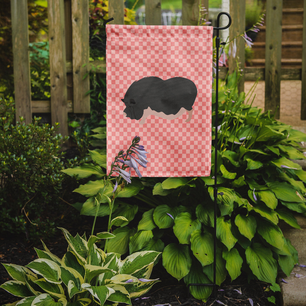 Vietnamese Pot-Bellied Pig Pink Check Flag Garden Size  the-store.com.