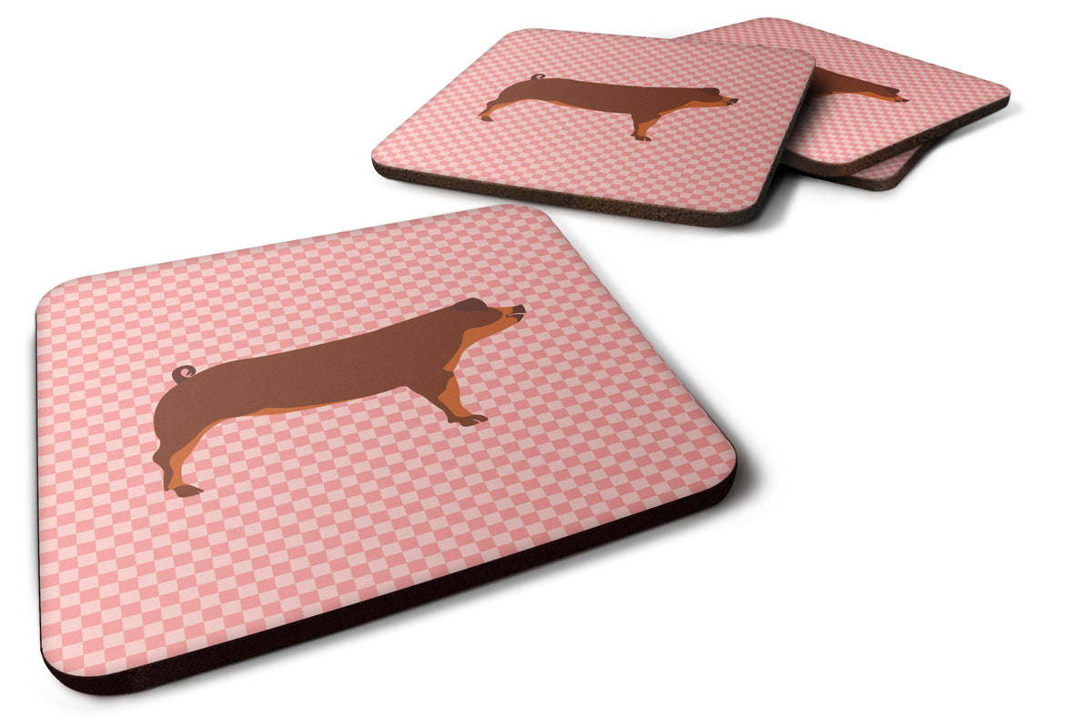 Duroc Pig Pink Check Foam Coaster Set of 4 BB7942FC - the-store.com