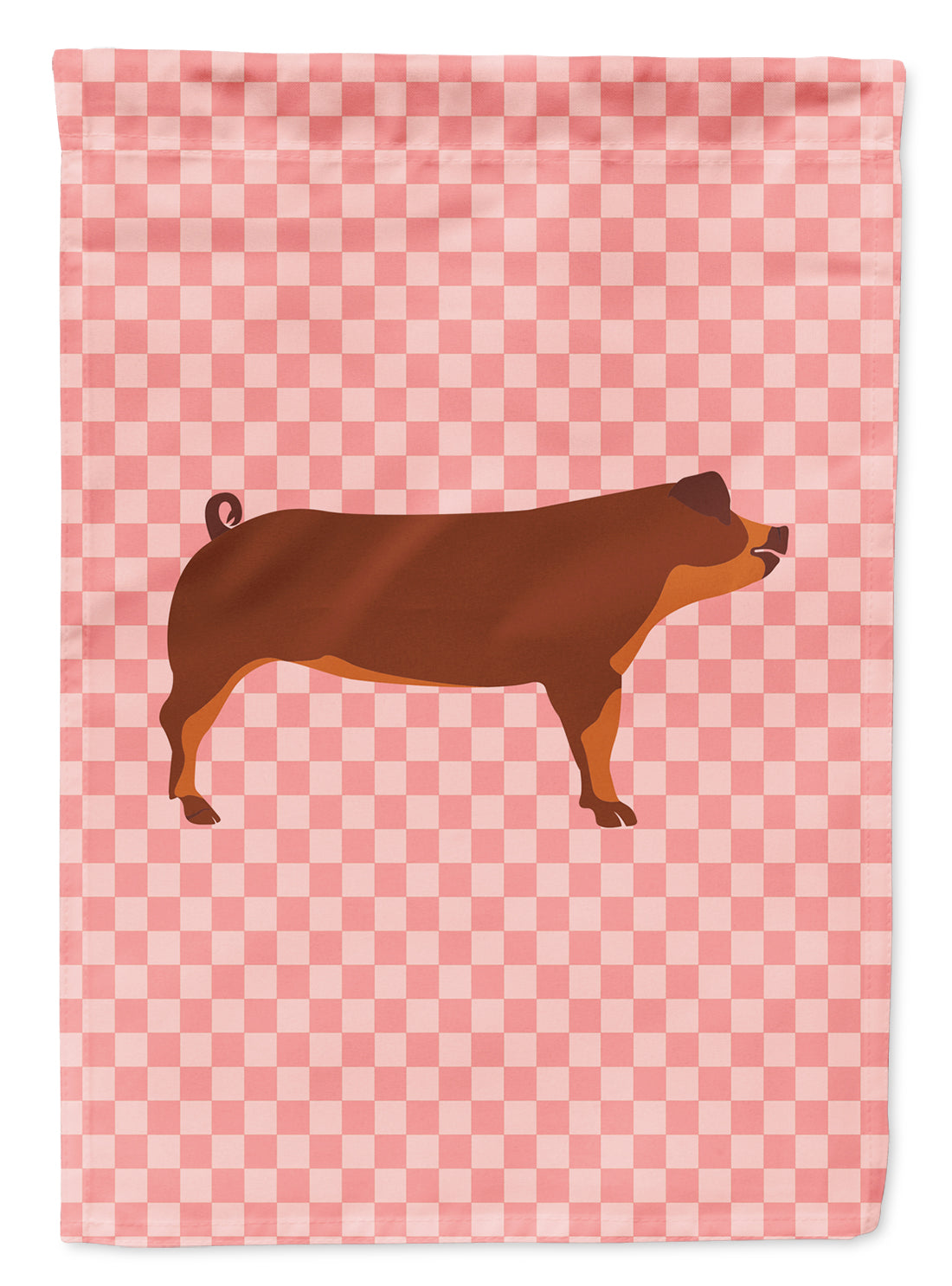 Duroc Pig Pink Check Flag Garden Size  the-store.com.