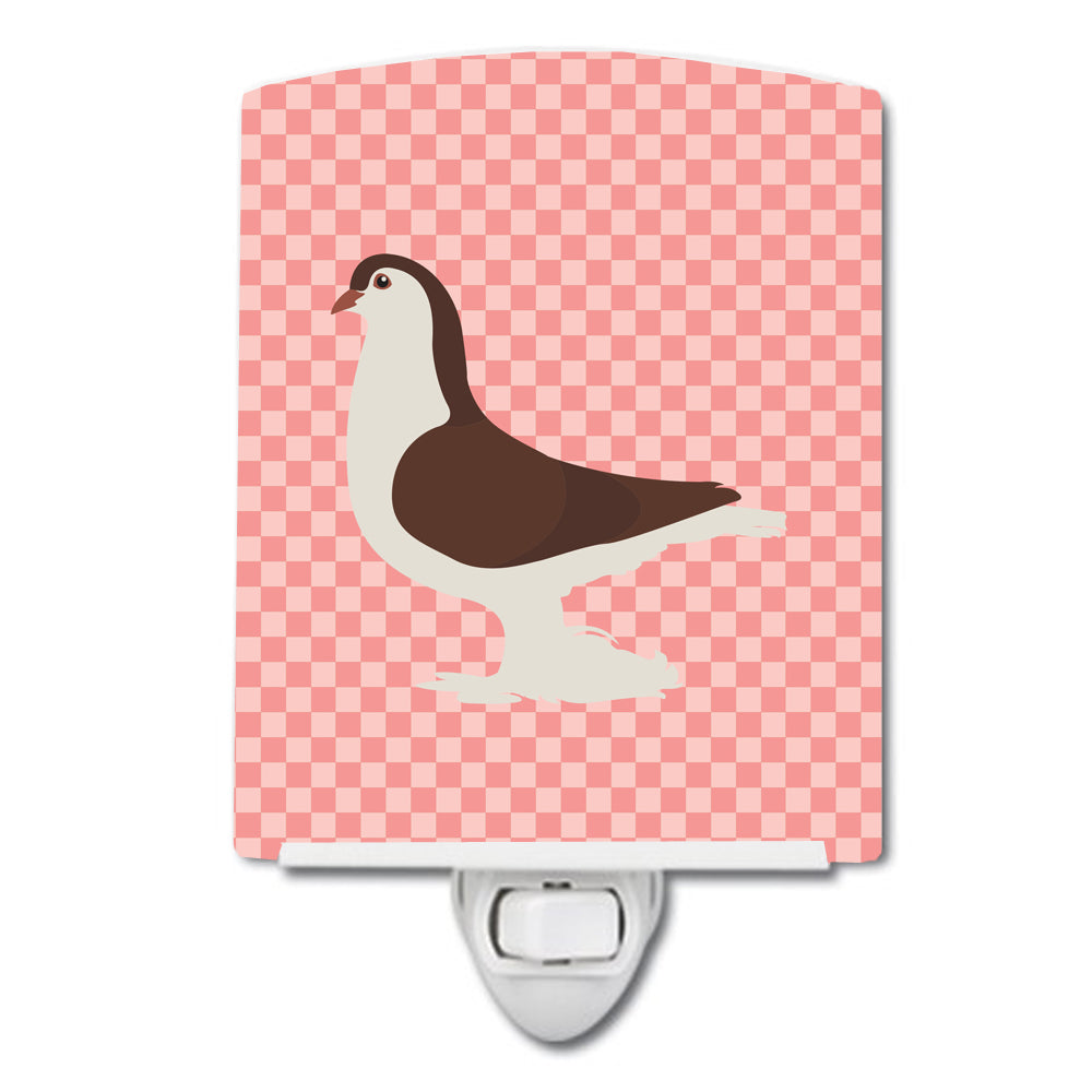 Large Pigeon Pink Check Ceramic Night Light BB7943CNL - the-store.com