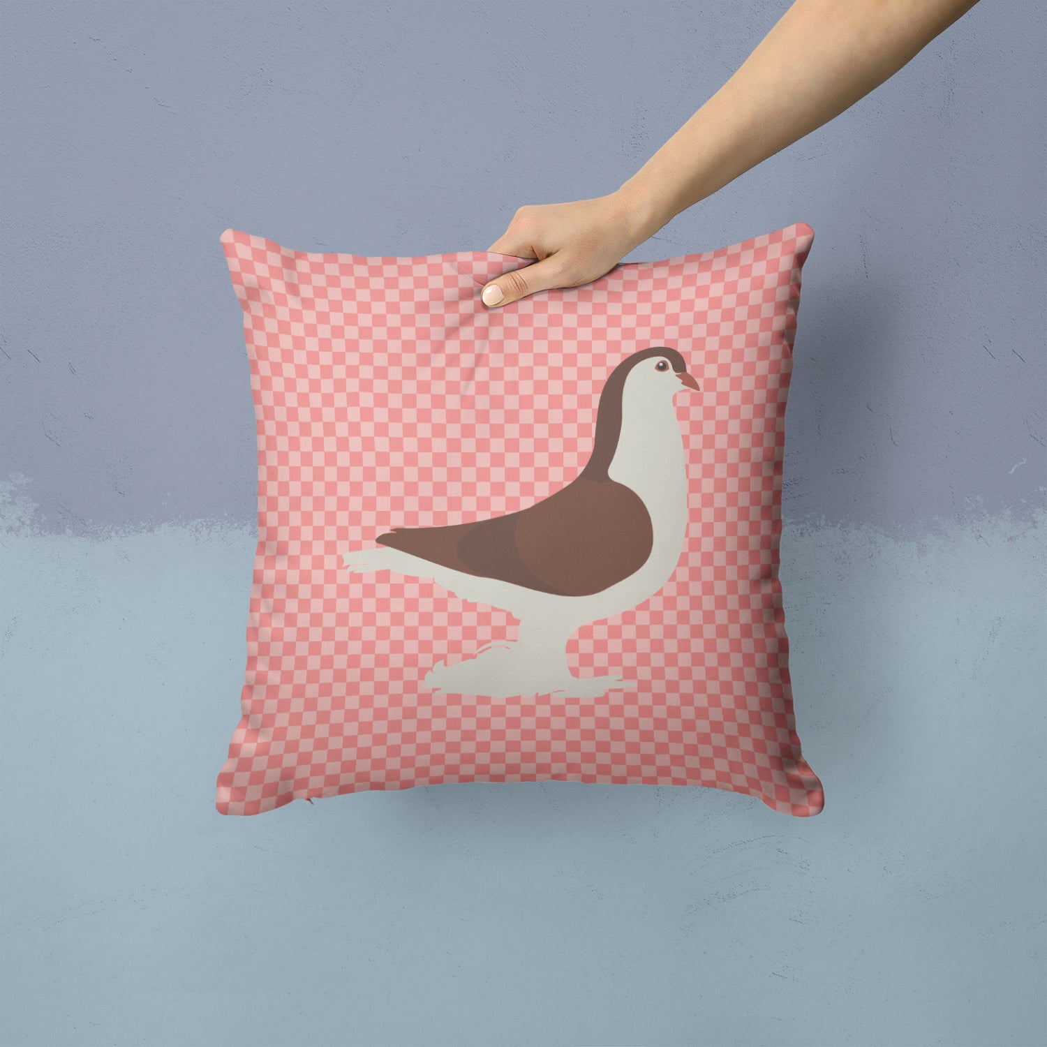 Large Pigeon Pink Check Fabric Decorative Pillow BB7943PW1414 - the-store.com