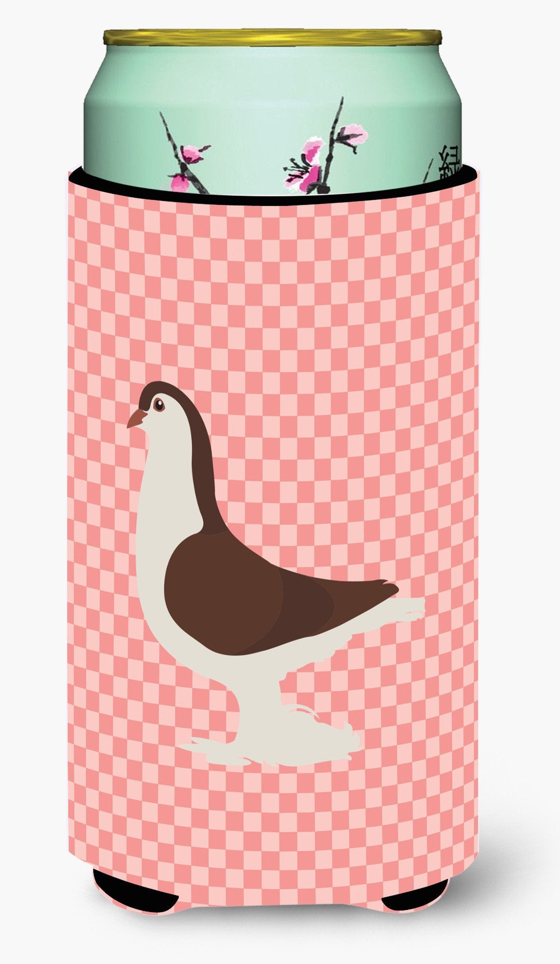 Large Pigeon Pink Check Tall Boy Beverage Insulator Hugger BB7943TBC by Caroline&#39;s Treasures