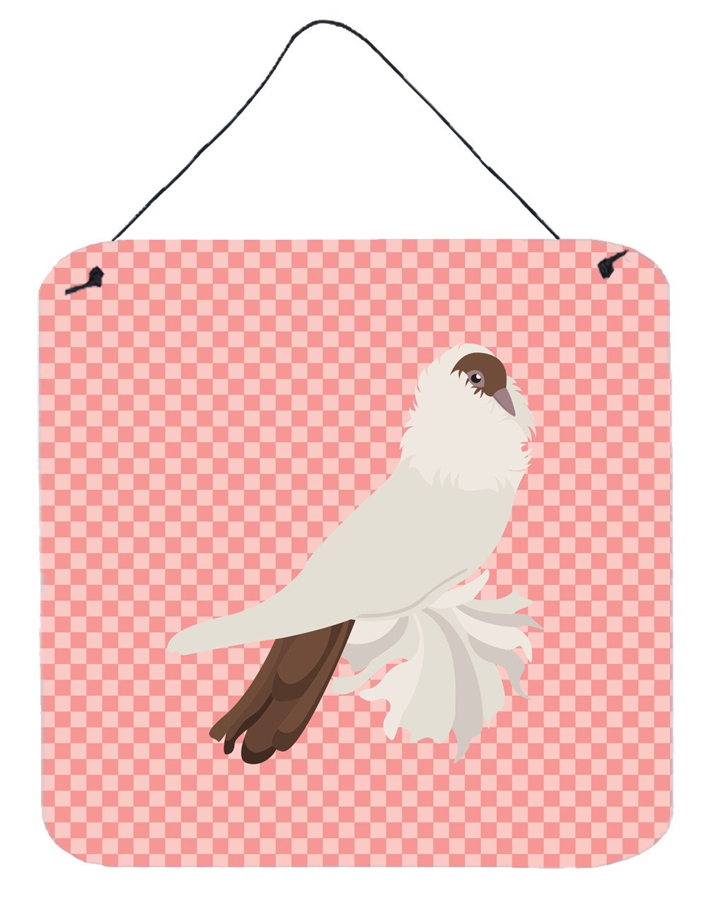 German Helmet Pigeon Pink Check Wall or Door Hanging Prints BB7944DS66 by Caroline&#39;s Treasures