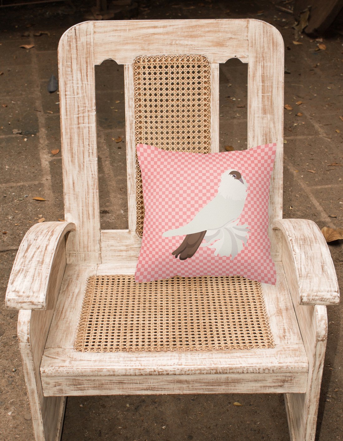 German Helmet Pigeon Pink Check Fabric Decorative Pillow BB7944PW1818 by Caroline's Treasures