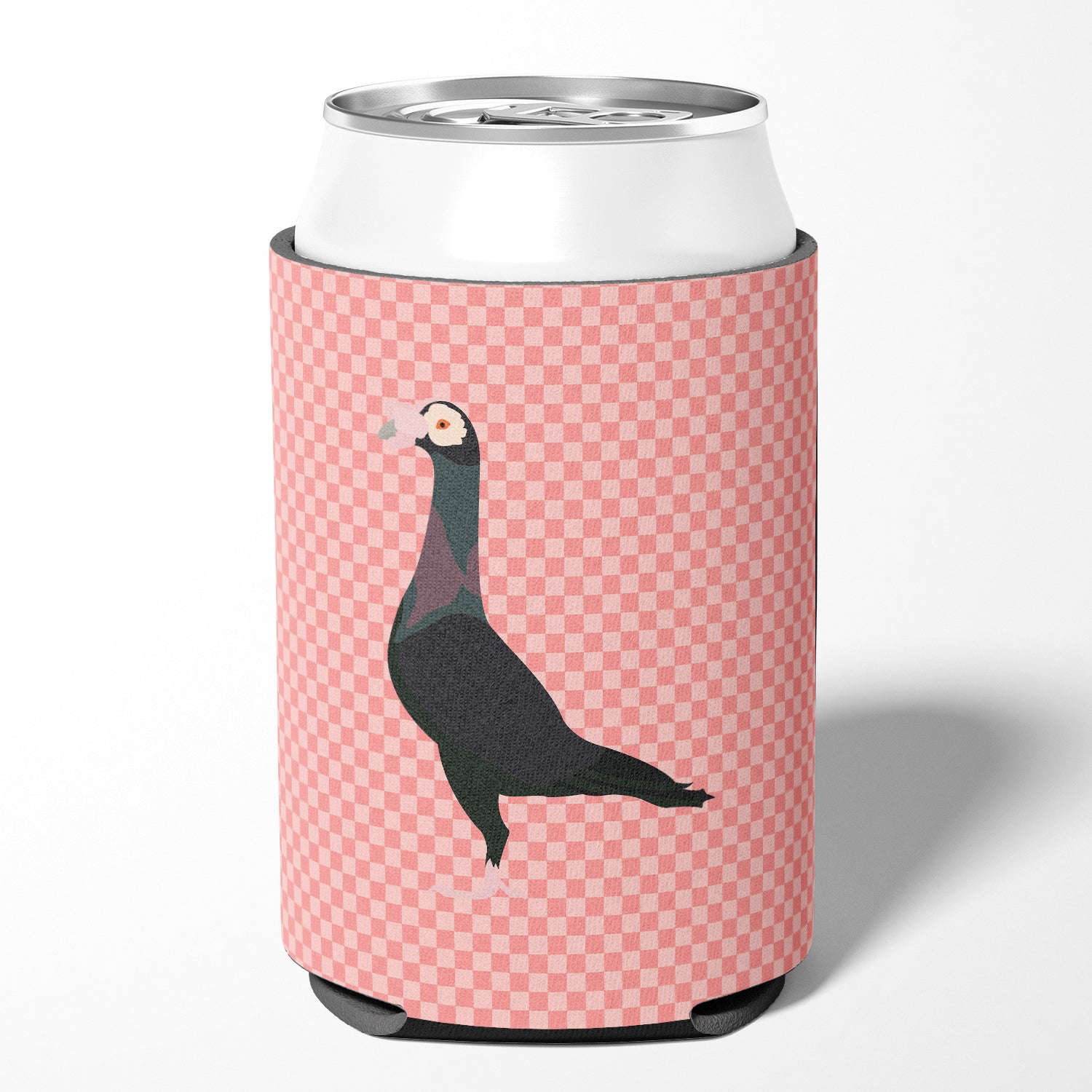 English Carrier Pigeon Pink Check Can or Bottle Hugger BB7945CC  the-store.com.