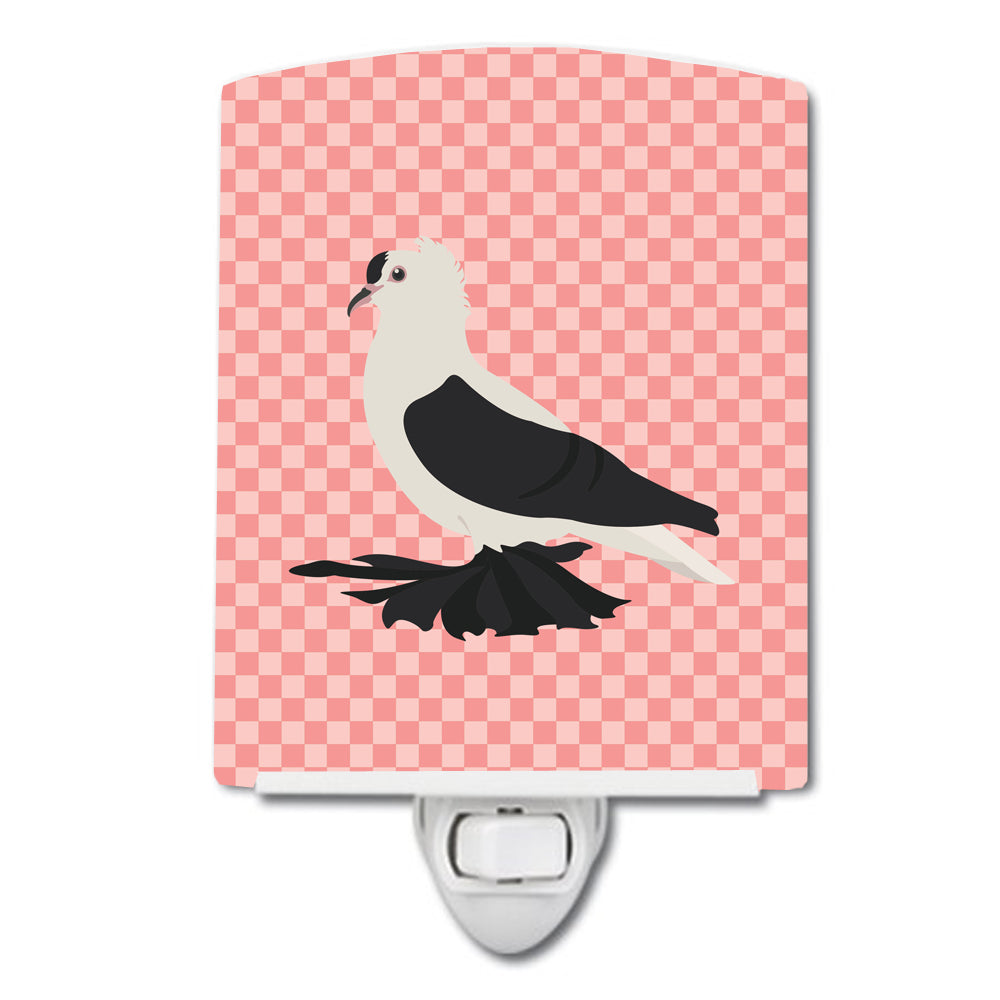 Saxon Fairy Swallow Pigeon Pink Check Ceramic Night Light BB7946CNL - the-store.com