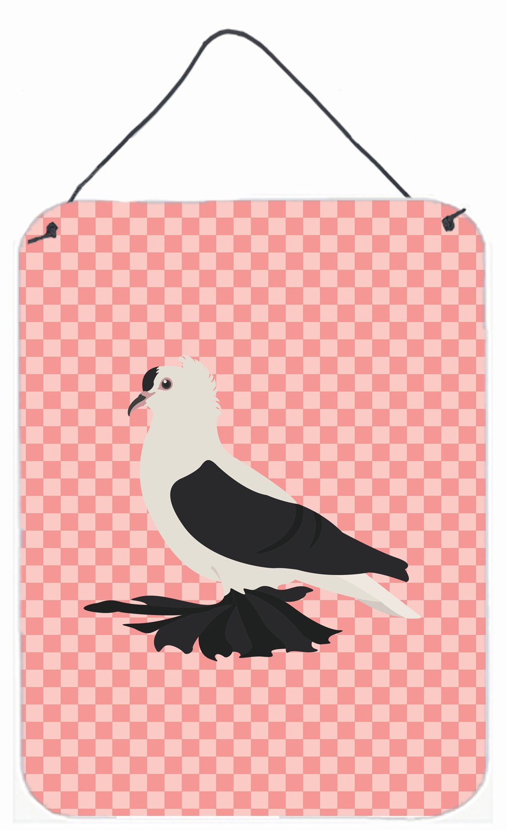 Saxon Fairy Swallow Pigeon Pink Check Wall or Door Hanging Prints BB7946DS1216 by Caroline's Treasures