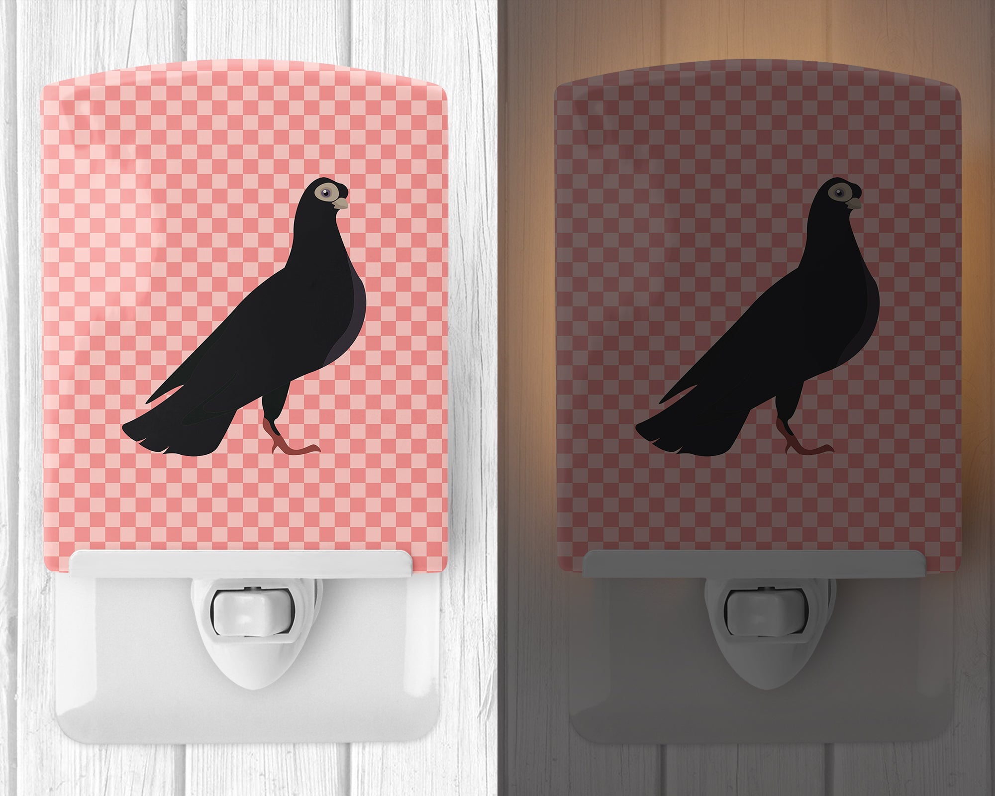 Budapest Highflyer Pigeon Pink Check Ceramic Night Light BB7947CNL - the-store.com