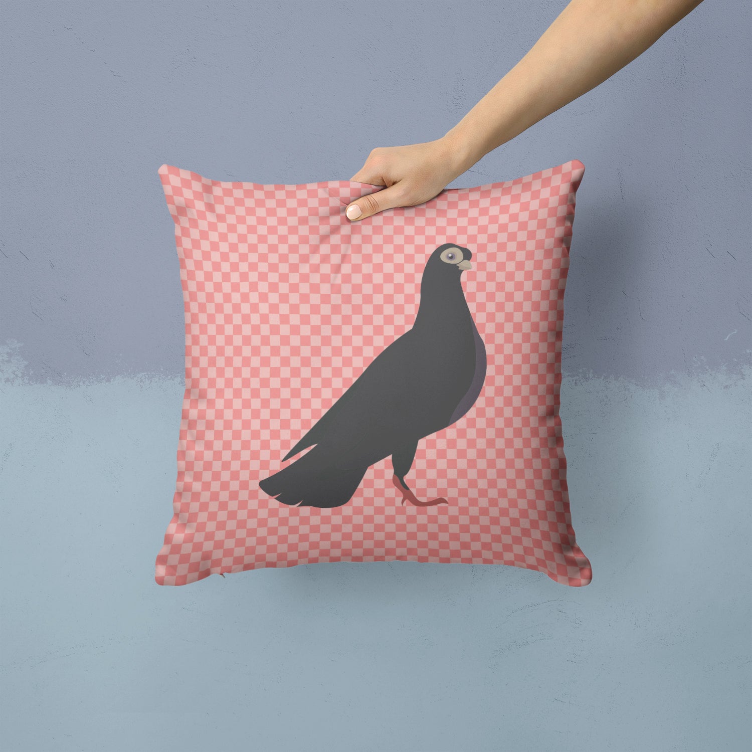 Budapest Highflyer Pigeon Pink Check Fabric Decorative Pillow BB7947PW1414 - the-store.com