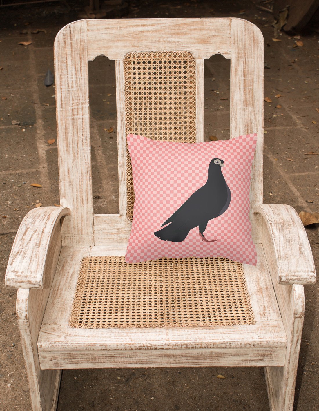 Budapest Highflyer Pigeon Pink Check Fabric Decorative Pillow BB7947PW1818 by Caroline's Treasures