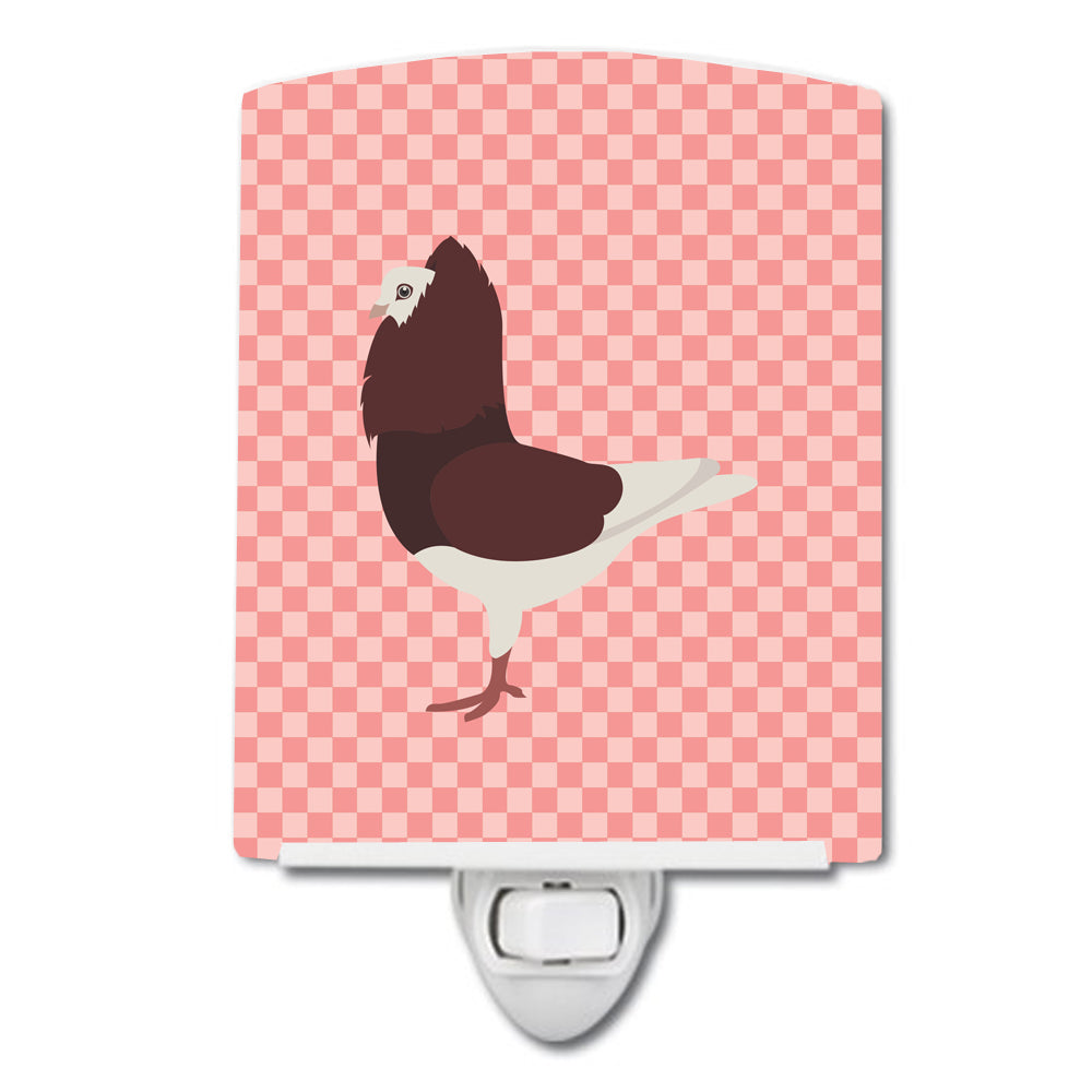 Capuchin Red Pigeon Pink Check Ceramic Night Light BB7948CNL - the-store.com