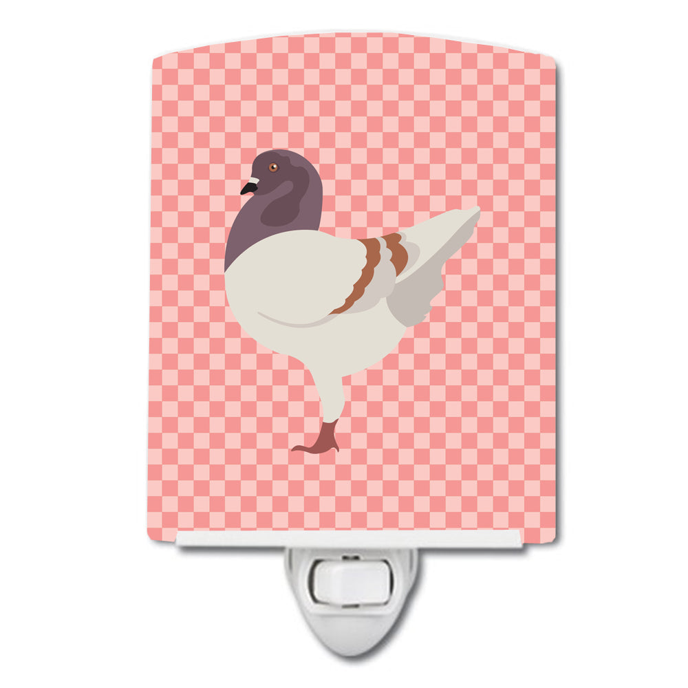 German Modena Pigeon Pink Check Ceramic Night Light BB7949CNL - the-store.com