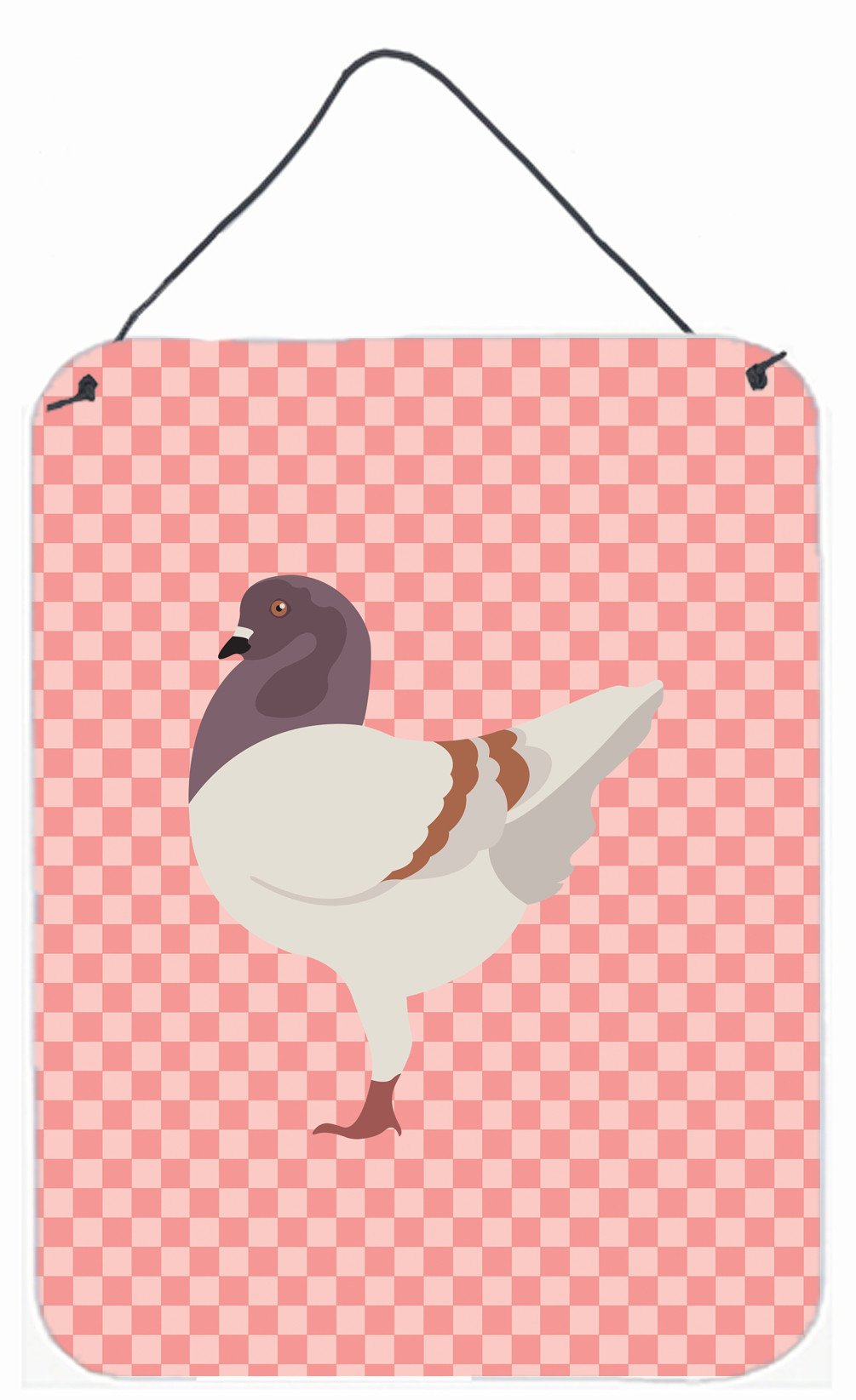 German Modena Pigeon Pink Check Wall or Door Hanging Prints BB7949DS1216 by Caroline&#39;s Treasures