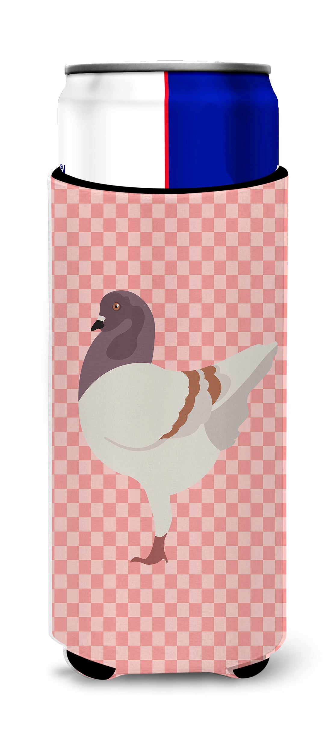 German Modena Pigeon Pink Check  Ultra Hugger for slim cans  the-store.com.