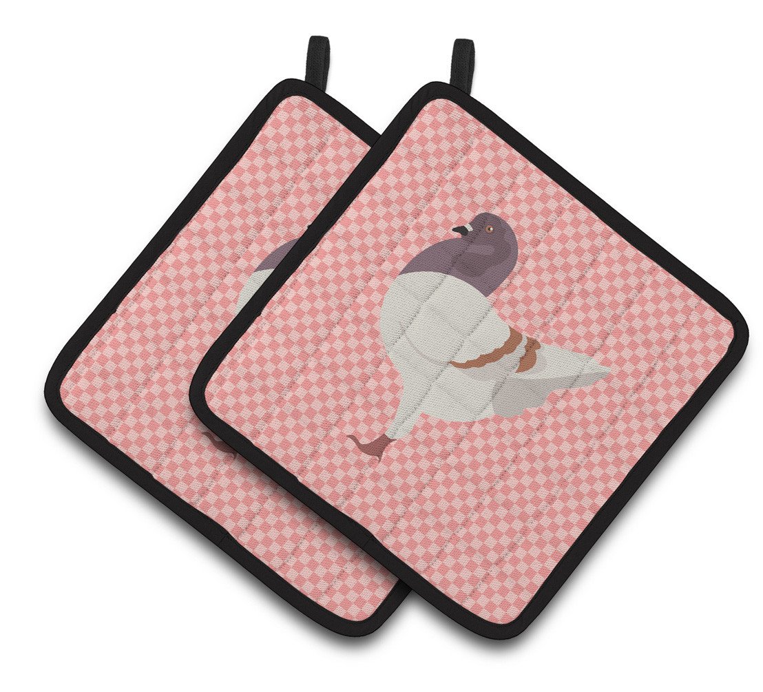 German Modena Pigeon Pink Check Pair of Pot Holders BB7949PTHD by Caroline&#39;s Treasures