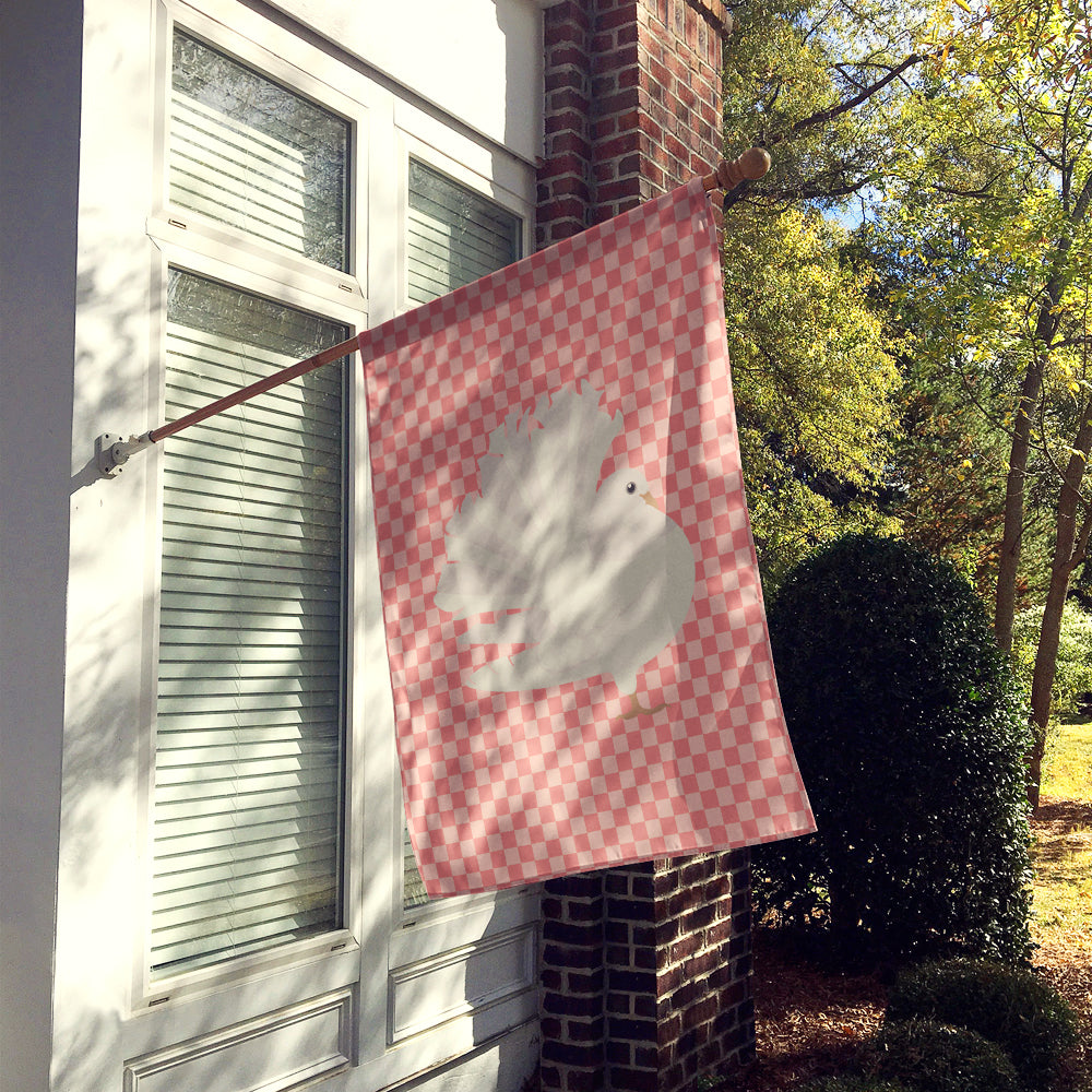 Silver Fantail Pigeon Pink Check Flag Canvas House Size BB7950CHF  the-store.com.