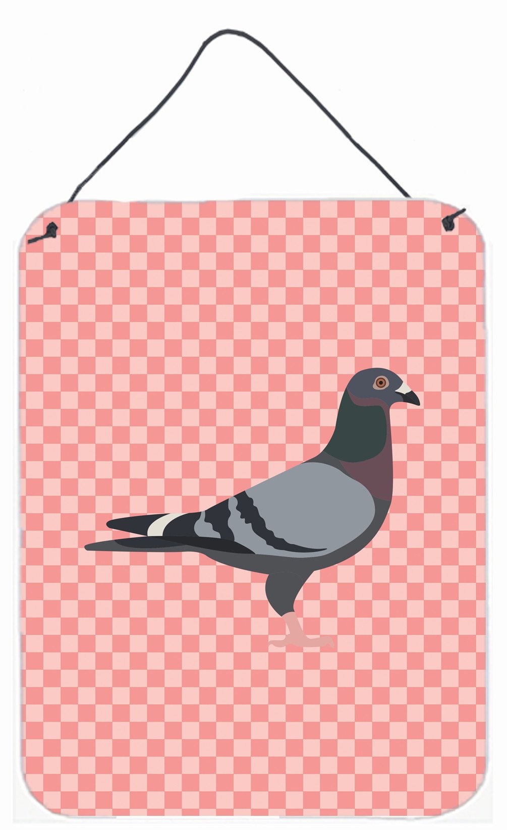 Racing Pigeon Pink Check Wall or Door Hanging Prints BB7951DS1216 by Caroline's Treasures