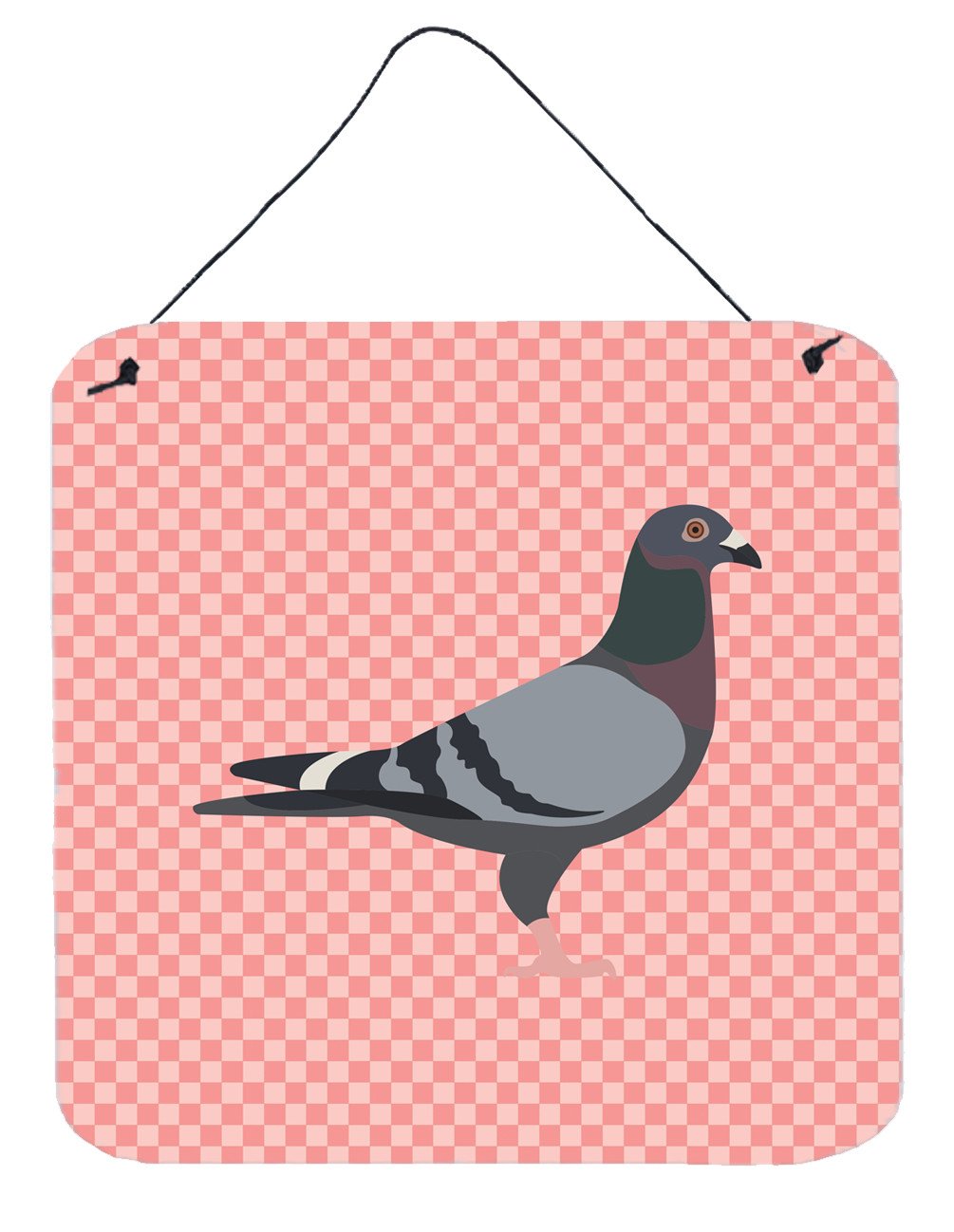 Racing Pigeon Pink Check Wall or Door Hanging Prints BB7951DS66 by Caroline's Treasures