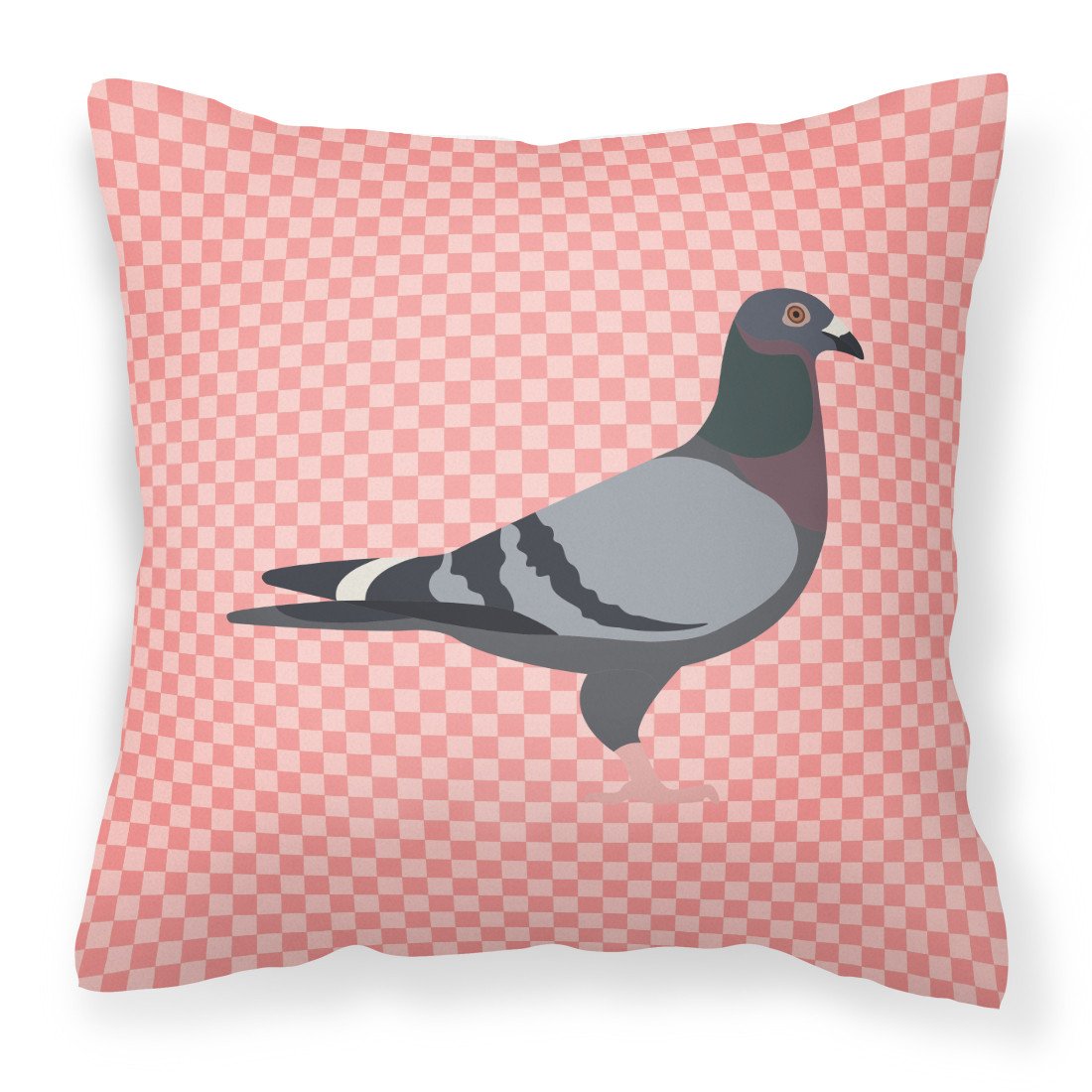 Racing Pigeon Pink Check Fabric Decorative Pillow BB7951PW1818 by Caroline's Treasures