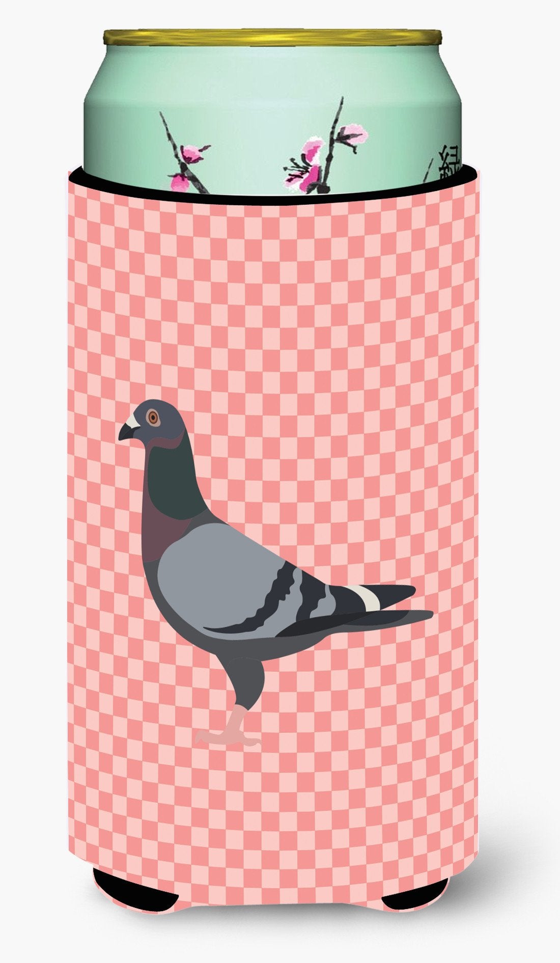 Racing Pigeon Pink Check Tall Boy Beverage Insulator Hugger BB7951TBC by Caroline's Treasures