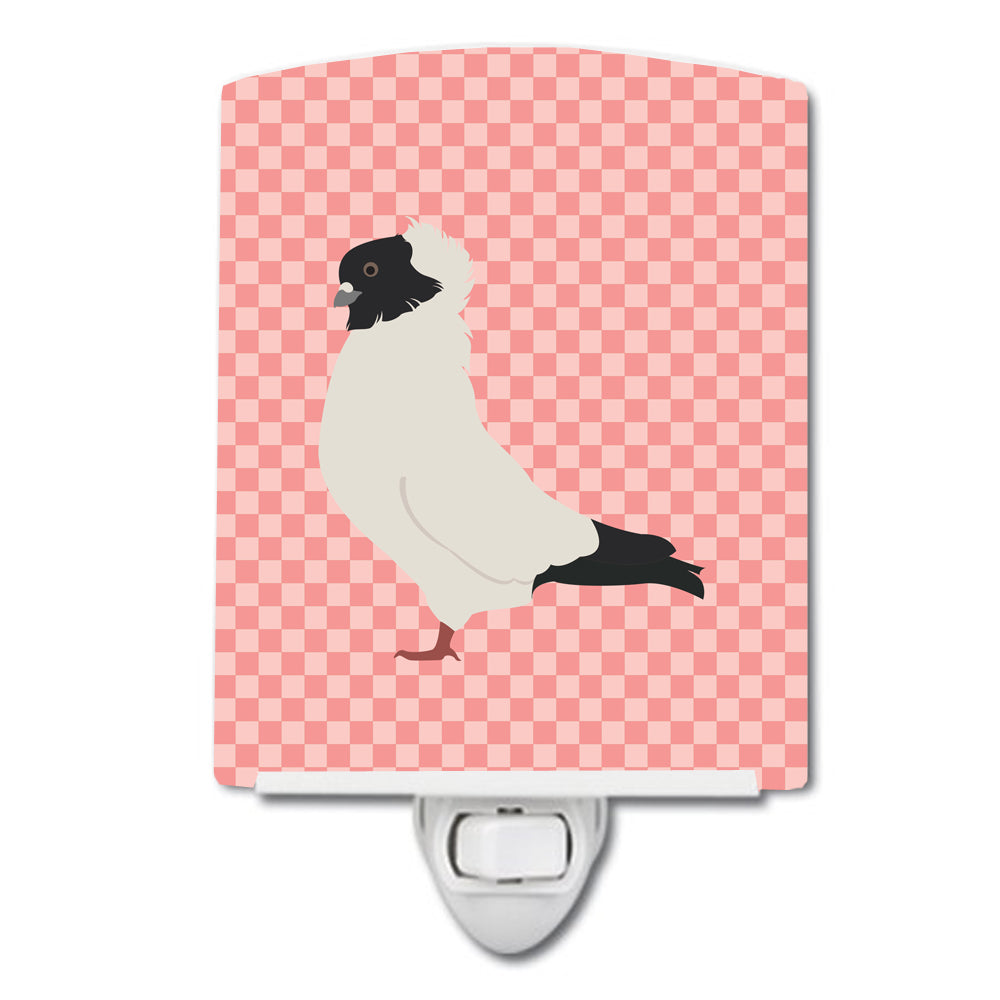 Nun Pigeon Pink Check Ceramic Night Light BB7952CNL - the-store.com